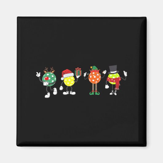 Christmas Ckleball Player Xmas Santa Reindeer Elf  マグネット (正面)