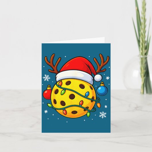 Christmas Ckleball Santa Hat Lights Srts Xmas Paja カード (正面)