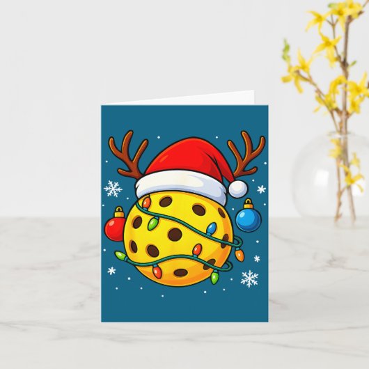 Christmas Ckleball Santa Hat Lights Srts Xmas Paja カード (黄色い花)