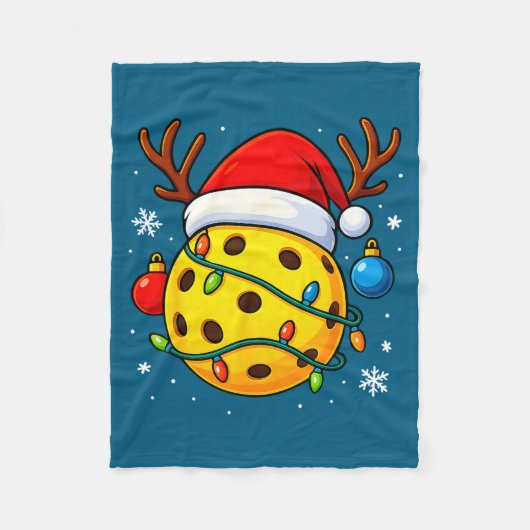 Christmas Ckleball Santa Hat Lights Srts Xmas Paja フリースブランケット (正面)