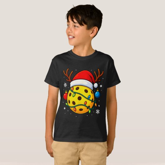 Christmas Ckleball Santa Hat Lights Srts Xmas Paja Tシャツ (正面フル)
