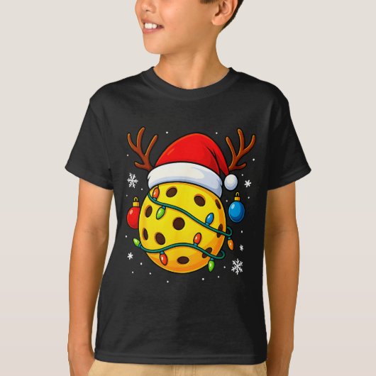 Christmas Ckleball Santa Hat Lights Srts Xmas Paja Tシャツ (正面)