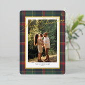 Christmas Classic Plaid Foil Photo Holiday Card 箔招待状 (立ち正面)