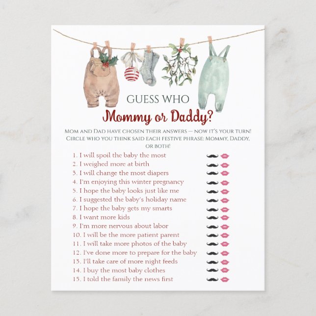 Christmas Clothes Guess Who Mom or Dad Game (正面)