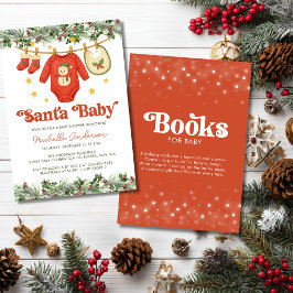 Christmas Clothesline Baby Shower and Book Request 招待状
