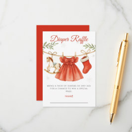 Christmas Clothesline Baby Shower Diaper Raffle エンクロージャーカード