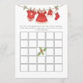Christmas Clothesline Bingo Baby Shower Game Card 招待状 (正面)
