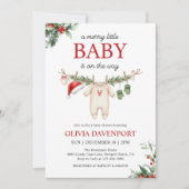 Christmas Clothesline Merry Little Baby Shower 招待状 (正面)