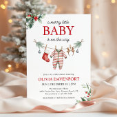 Christmas Clothesline Merry Little Baby Shower 招待状