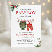 Christmas Clothesline Merry Little Boy Baby Shower 招待状