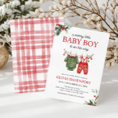 Christmas Clothesline Merry Little Boy Baby Shower 招待状
