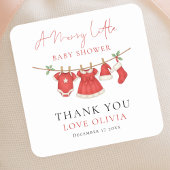 Christmas Clothesline Thank You Baby Shower スクエアシール