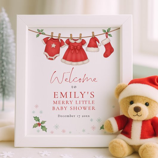 Christmas Clothesline Welcome Baby Shower ポスター
