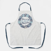 Christmas Coastal Tropical Sea Shell Wreath -Blue エプロン (正面)