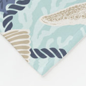Christmas Coastal Tropical Sea Shell Wreath - Blue フリースブランケット (角)