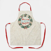Christmas Coastal Tropical Sea Shell Wreath -Red エプロン (正面)