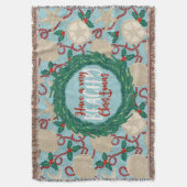 Christmas Coastal Tropical Sea Shell Wreath - Red スローブランケット (正面縦)