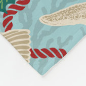 Christmas Coastal Tropical Sea Shell Wreath - Red フリースブランケット (角)