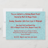 Christmas Coastal Tropical Sea Shells - Aqua & Red 招待状 (裏面)