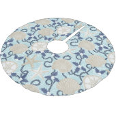 Christmas Coastal Tropical Sea Shells - Blue ブラッシュドポリエステルツリースカート (アングル)