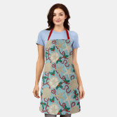 Christmas Coastal Tropical Sea Shells -Red エプロン (着用した状態)