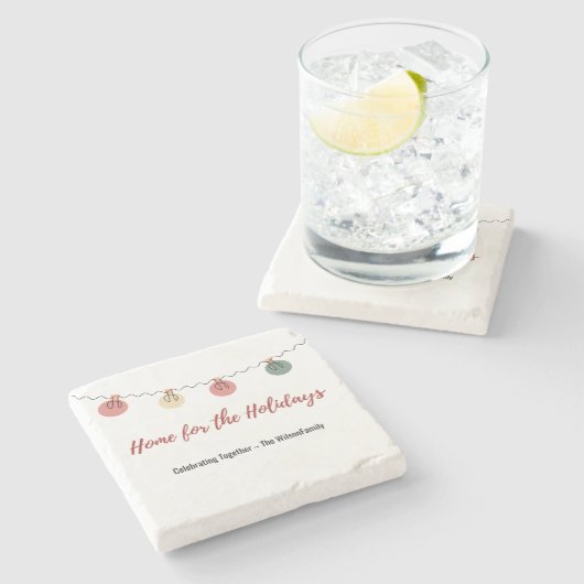 Christmas Coaster with Playful Holiday Icons ストーンコースター (横)