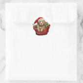 Christmas Cockapoo Puppy Sticker ラウンドシール (バッグ)