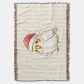 Christmas Cockatiel Wearing Santa Hat スローブランケット (正面縦)