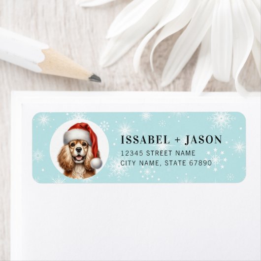 Christmas Cocker Spaniel Return Address Labels ラベル (インサイチュ)