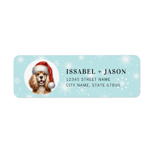 Christmas Cocker Spaniel Return Address Labels ラベル (正面)