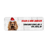 Christmas Cocker Spaniel Santa Return Address ラベル (正面)