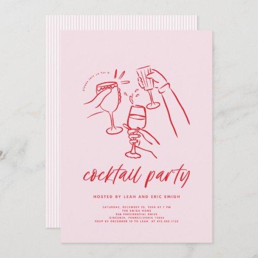 Christmas Cocktail Party Invitation 招待状 (正面/裏面)