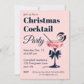 Christmas Cocktail Party Pink And Black Elegant 招待状 (正面)