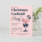 Christmas Cocktail Party Pink And Black Elegant 招待状 (スタンド正面)