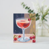 Christmas Cocktail | Red Berries Pine Merry シーズンポストカード (スタンド正面)