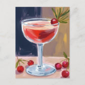 Christmas Cocktail | Red Berries Pine Merry シーズンポストカード (正面)