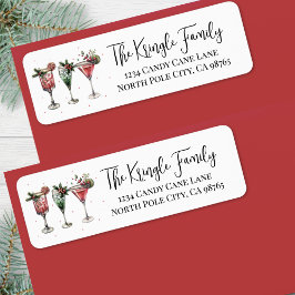 Christmas Cocktails Return Address Label ラベル
