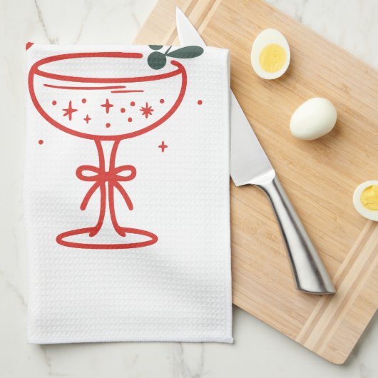Christmas Cocktails Sparkle Season  キッチンタオル (四つ折り)