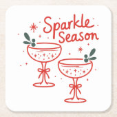 Christmas Cocktails Sparkle Season スクエアペーパーコースター (正面)
