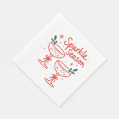 Christmas Cocktails Sparkle Season スタンダードランチョンナプキン (角)