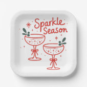 Christmas Cocktails Sparkle Season  ペーパープレート (正面)