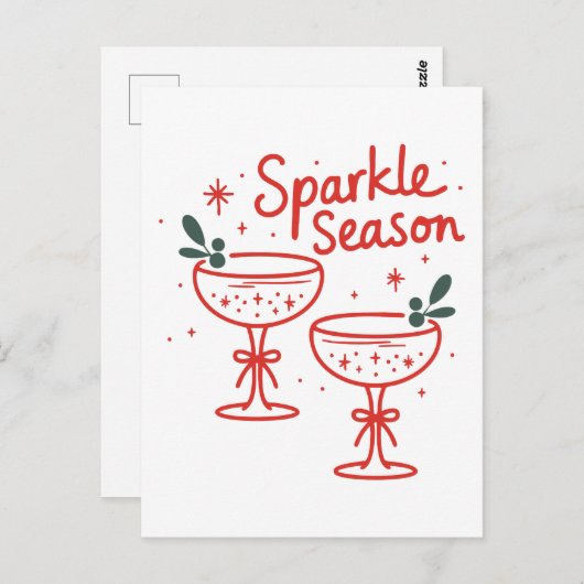 Christmas Cocktails Sparkle Season  ポストカード (正面/裏面)