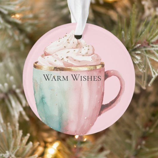 Christmas Cocoa Gold Blush Pink Mint Warm Wishes オーナメント (ツリー)