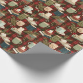 Christmas Coffee Cups Books Candles Rad Plaid  ラッピングペーパー (角)