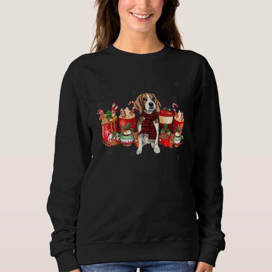 Christmas Coffee Drink Beagle Dog スウェットシャツ (正面)