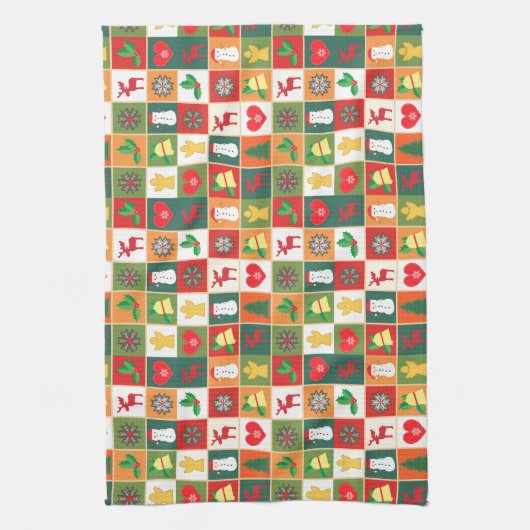 Christmas collage images キッチンタオル (縦)