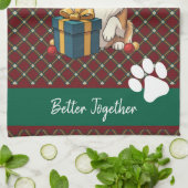 Christmas Collie Dog Reindeer Gift Graphic キッチンタオル (折り畳み)