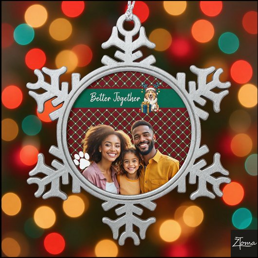 Christmas Collie Dog Reindeer Gift Graphic スノーフレークピューターオーナメント