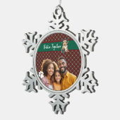 Christmas Collie Dog Reindeer Gift Graphic スノーフレークピューターオーナメント (右)