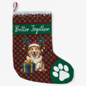 Christmas Collie Dog Reindeer Gift Graphic スモールクリスマスストッキング (正面)